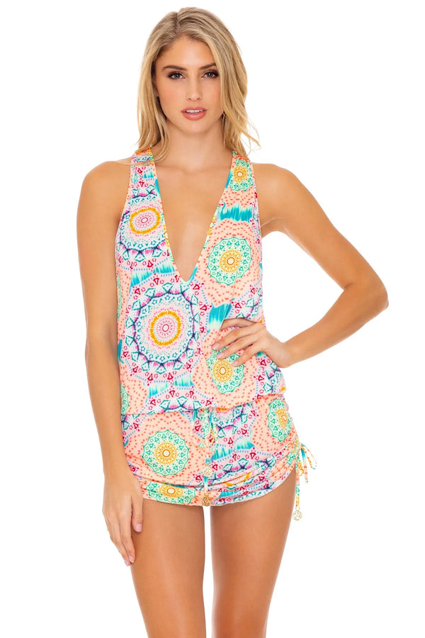 Luli Fama Caribbean Kisses T Back Mini Dress